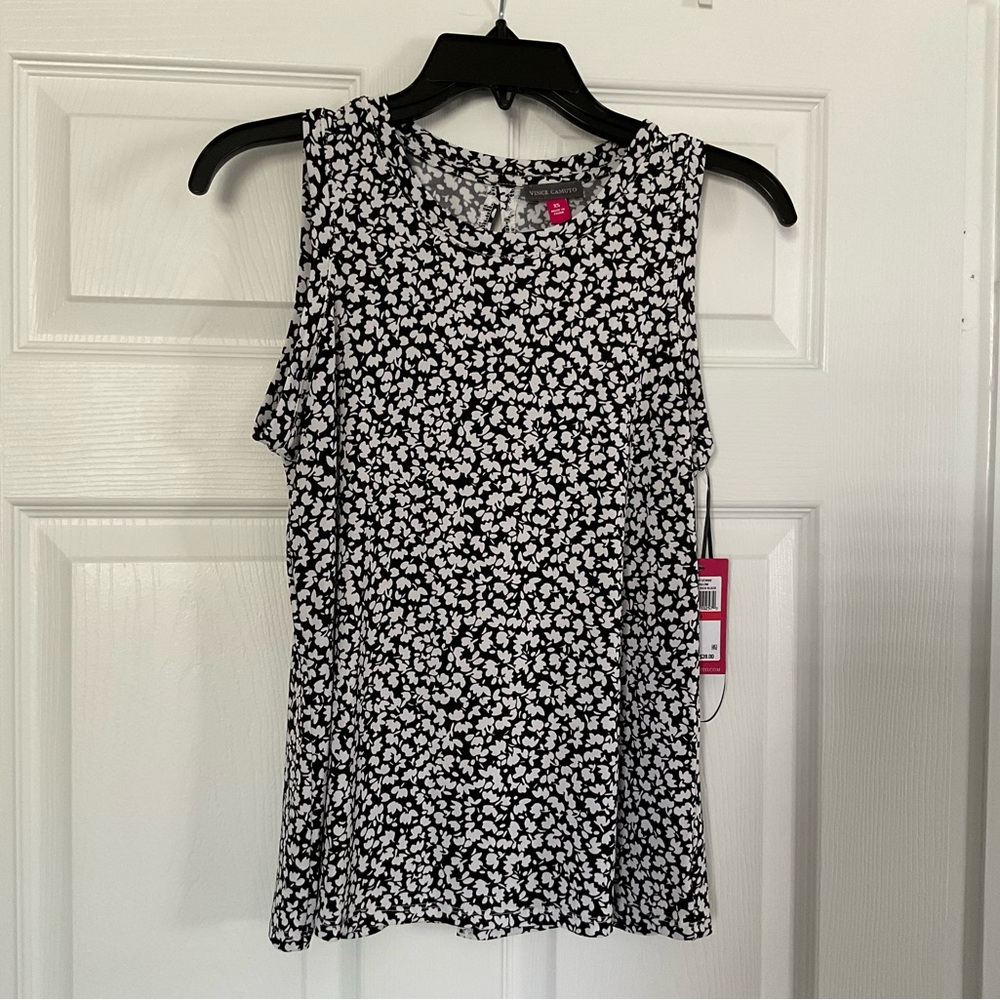 Women’s Black & White Floral Sleeveless Top